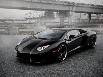 Lambo, черная, стоянка, aventador, pur 4our depth