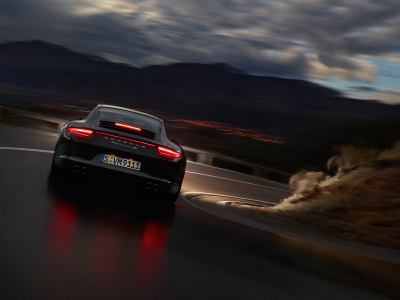 отражение, скорость, ночь, фары, Porsche carrera 4