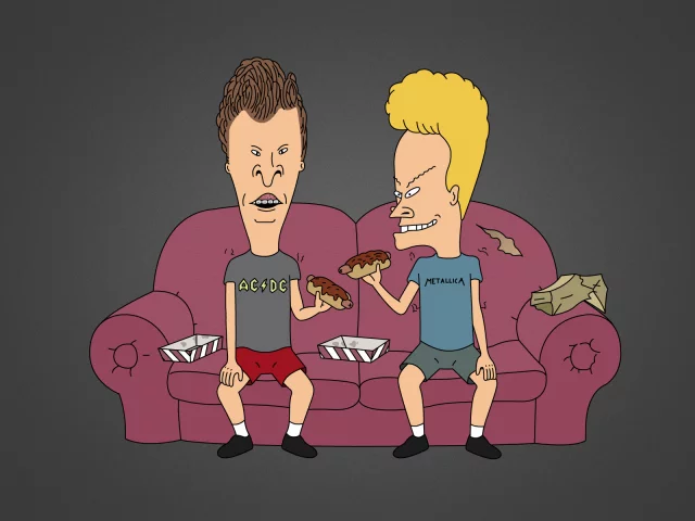 диван, темно серый фон, Бивис и баттхед, beavis and butt-head