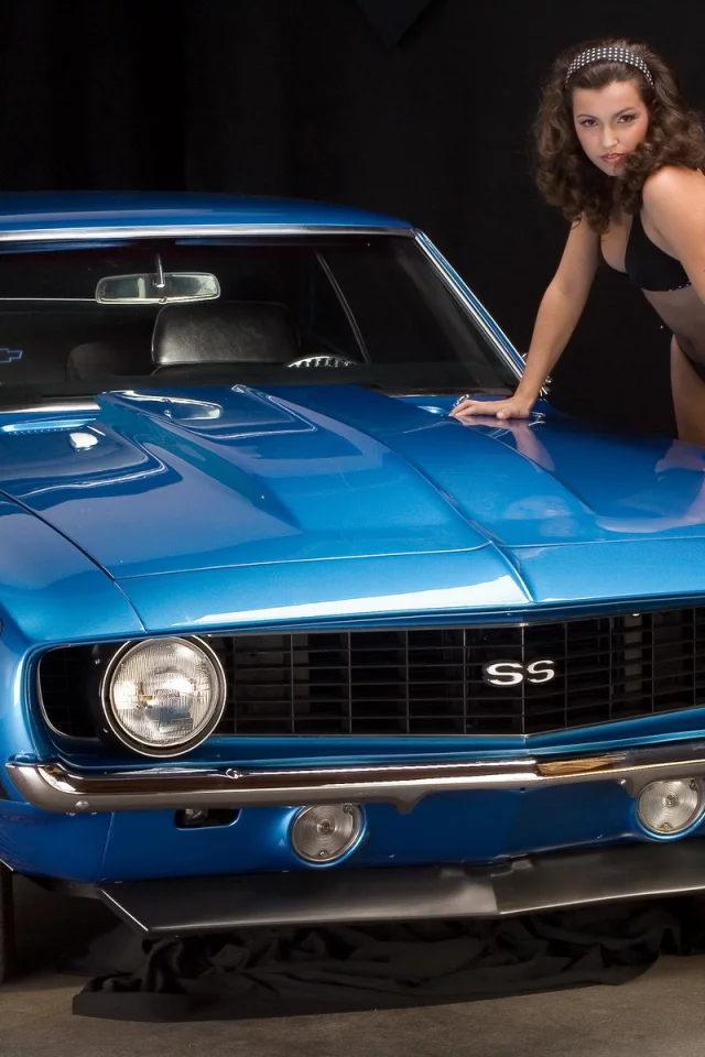Chevrolet, камаро, camaro, сс, бикини, синий, ss, девушка, шевроле