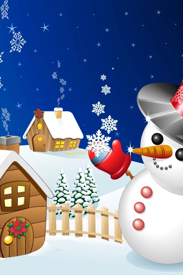 праздник, Графика, christmas, снеговик, зима, merry, рождество