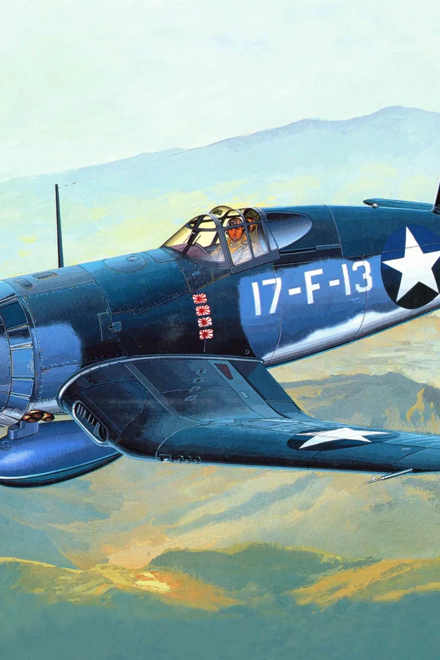 самолет, истребитель, амерканский, Арт, палубный, f4u