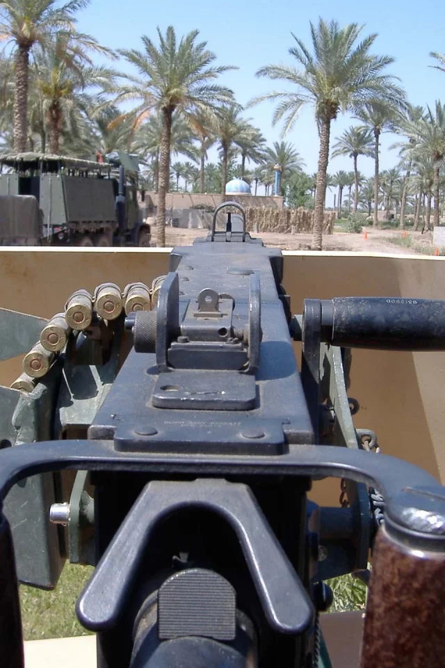 первого, m2 browning, лица, 50 калибра, Оружие, machine gun, от, вид