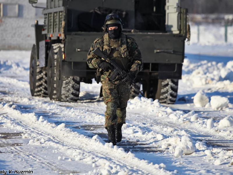 Спецназовец, солдат, боец, урал, снег, рф, мвд, ак, вв