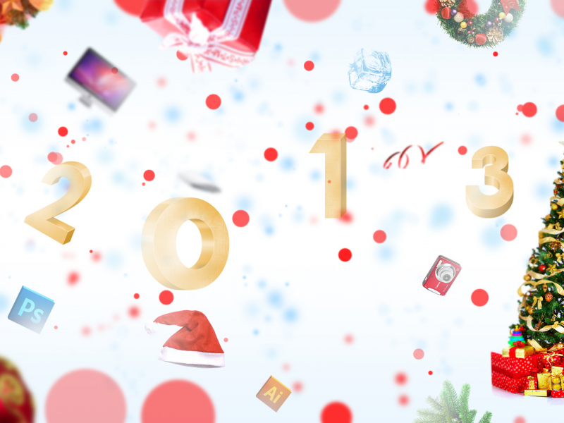 елка, праздник, 2013, photoshop, Новый год, подарки