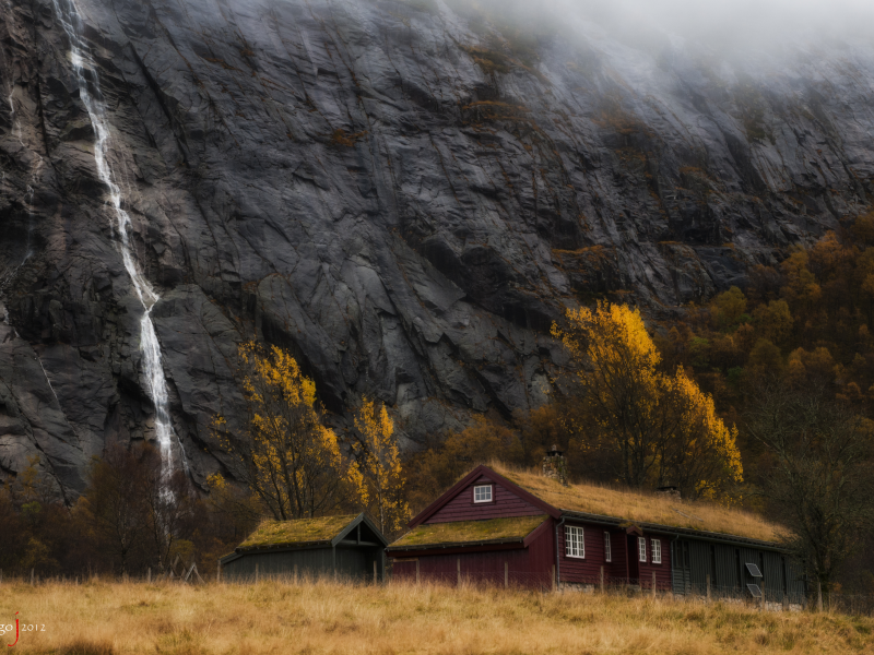 осень, Норвегия, горы, ставангер, ругаланн, водопад