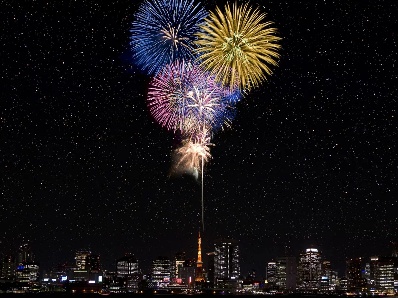 tokyo, звезды, фейерверк, japan, япония, токио, Салют