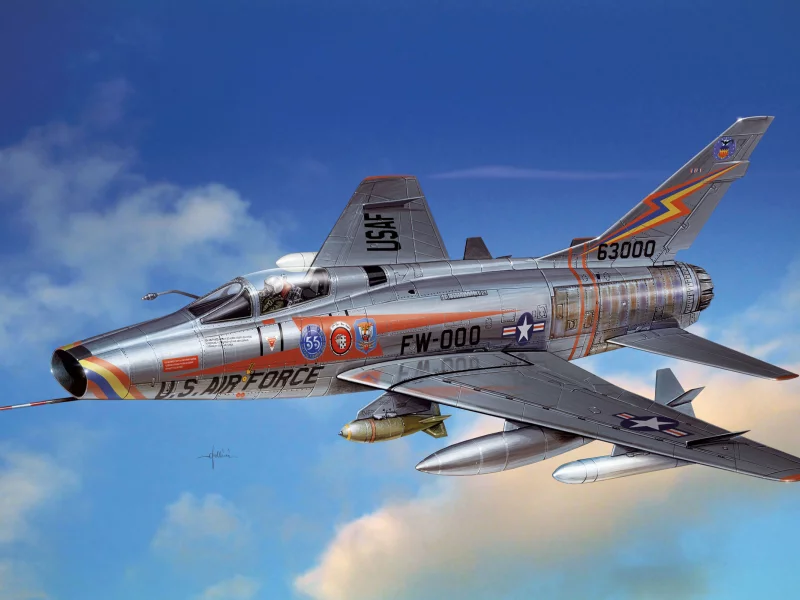 super sabre, Арт, north american f-100, американский, самолет