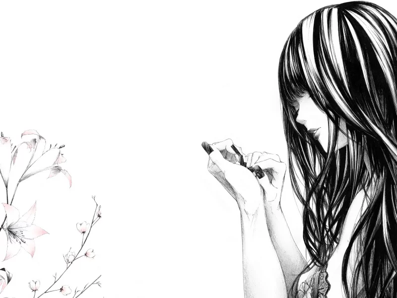 ногти, цветы, рисунок, лилии, девушка, Art, sawasawa