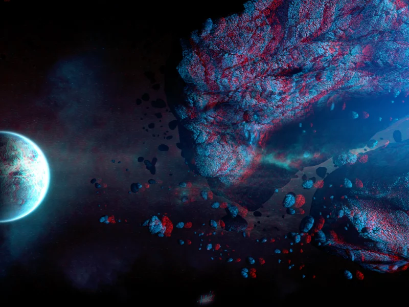 full hd, космос, redcyan, 3d, Too close - stereo 3d