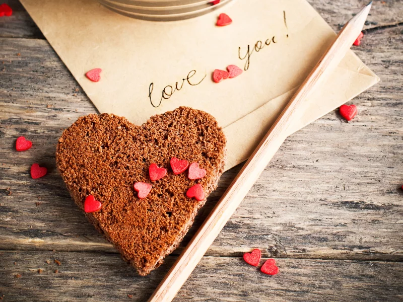 печенье, сердечки, надпись, карандаш, Сердце, love you