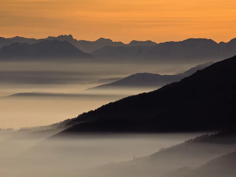 Apricot morning, горы, небо, туман