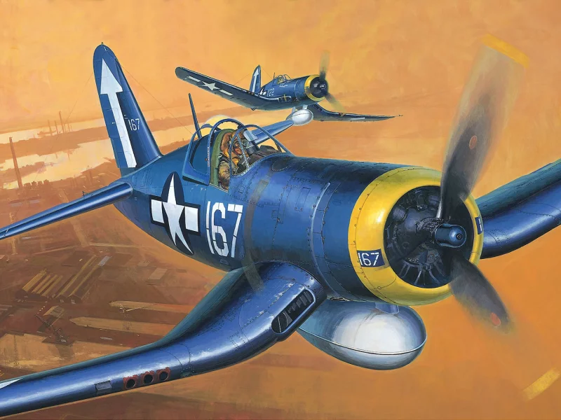 амерканский, самолет, Арт, f-4u, bird cage, corsair, палубный