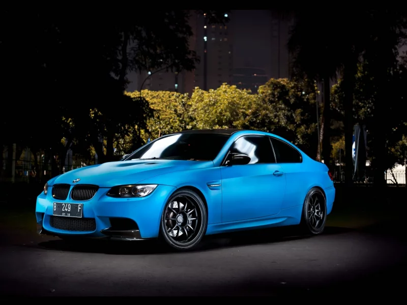 деревья, город, авто, ночь, m3, машины, Bmw, тюнинг