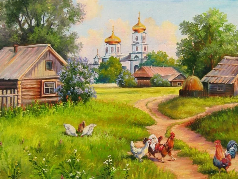 живопись, елена самарская, Деревенская идилия