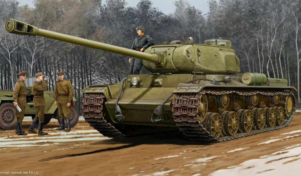 тяжелый, Кв-122, советский, арт, солдаты, танк