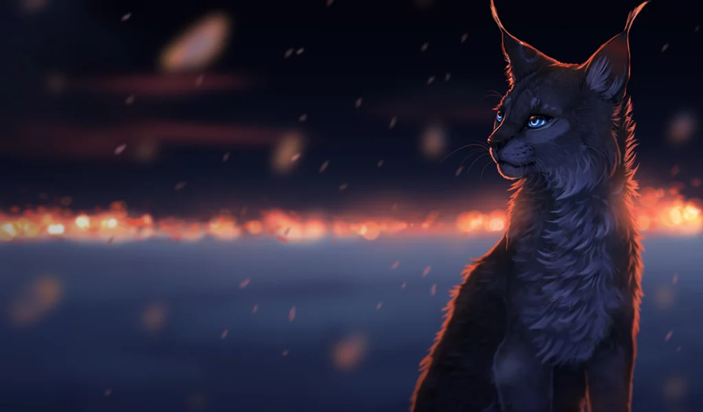 cat, dreams, рысь, огни, Art, снег, ночь, темнота, snow, sorrow