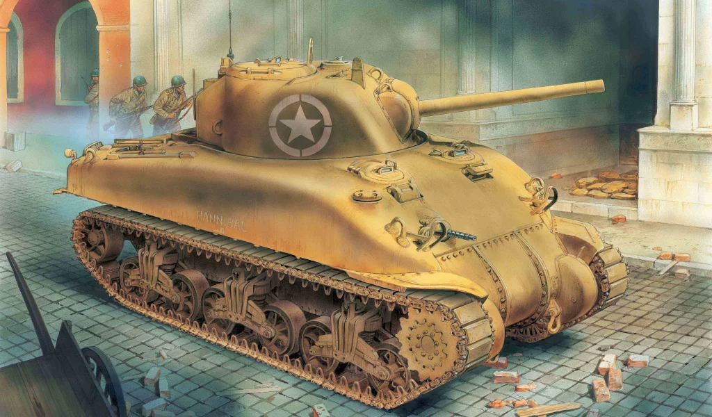 m4a1, средний, американский, dv, Арт, танк, sherman, основной