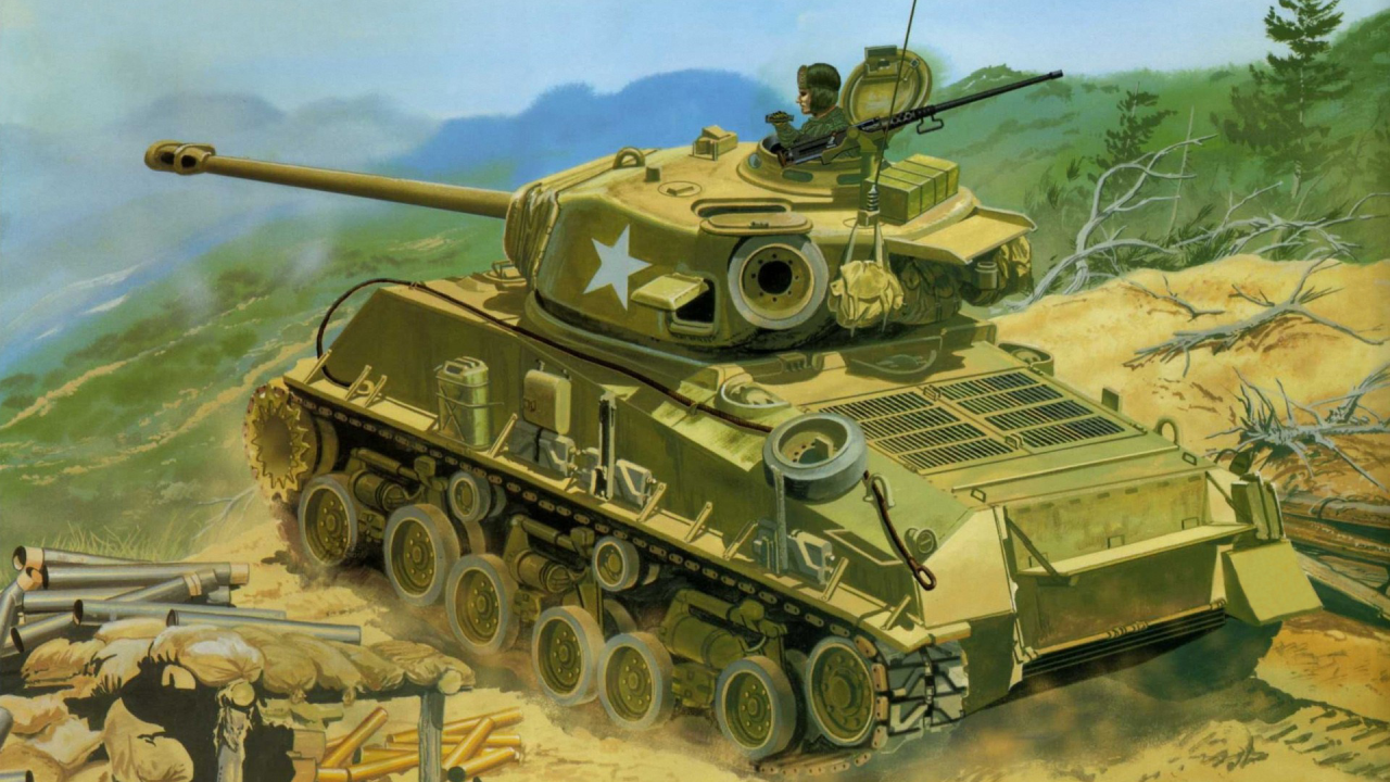 sherman, Арт, корейская война, танк, a3e8, танк, m4, средний