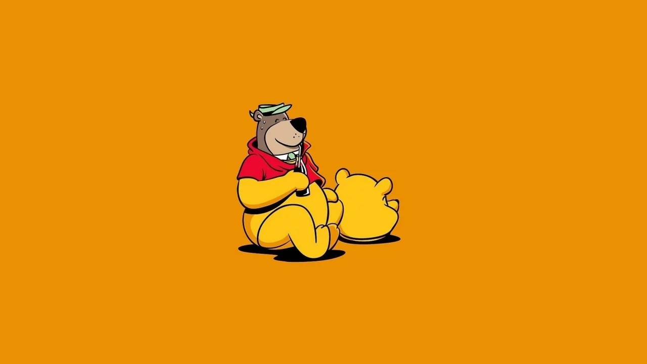 минимализм, Медведь, арт, винни пух, юмор