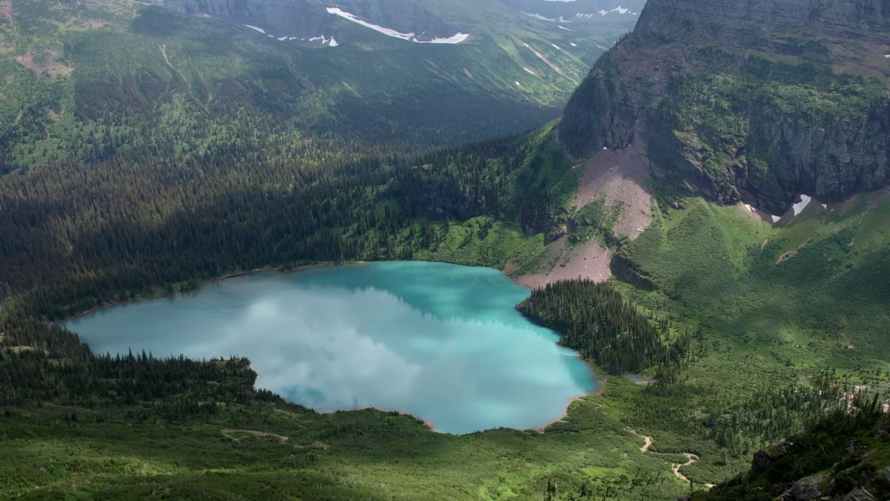 горы, лес, Озеро