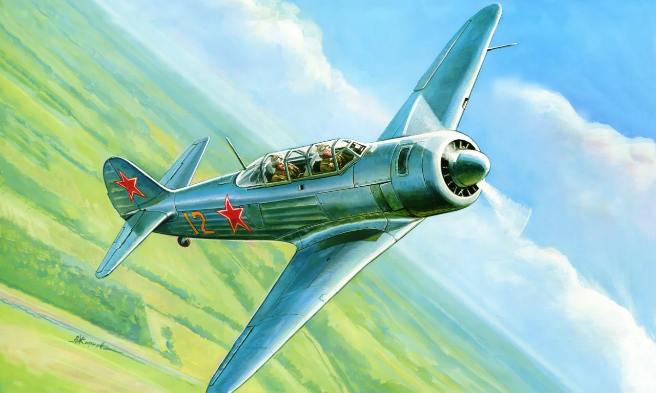 советский, рисунок, Арт, небо, як-11