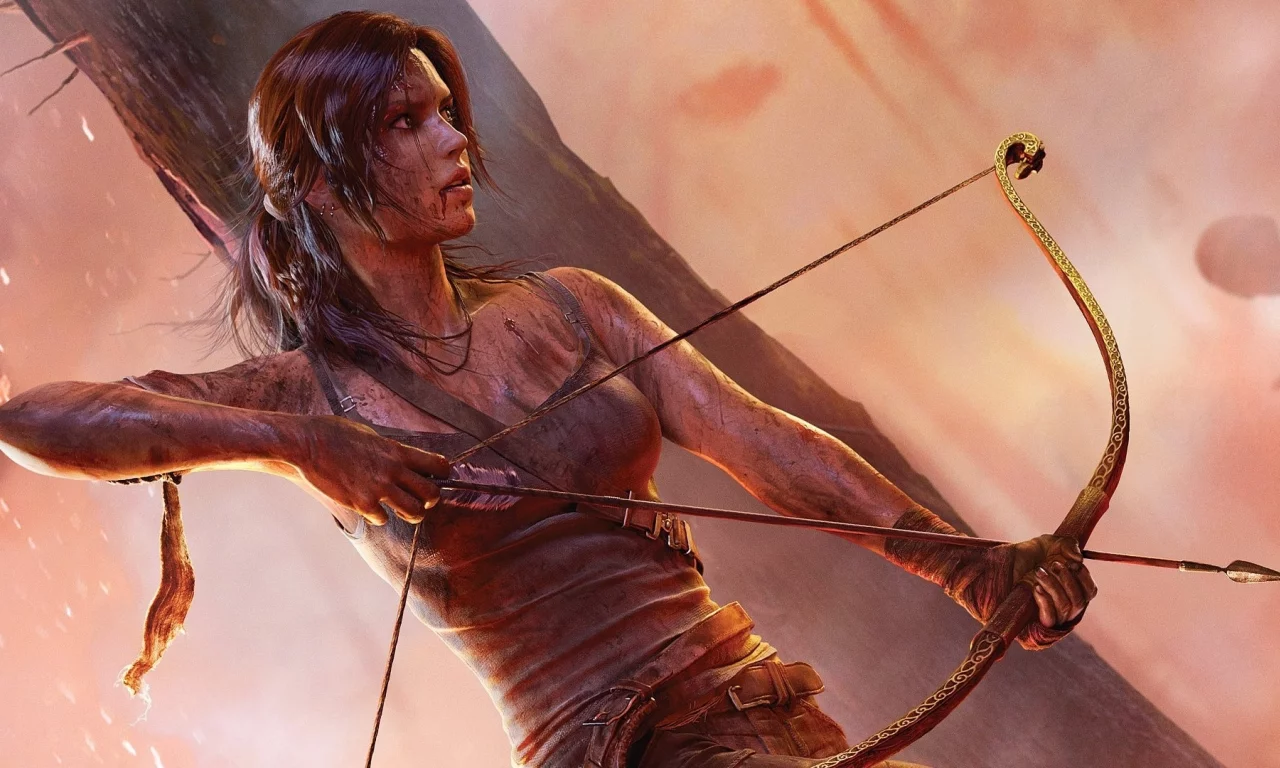 кровь, одежда, грязь, лук, tomb raider, оружие, Лара крофт