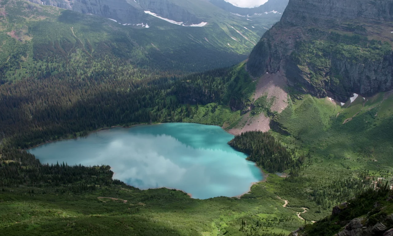 горы, лес, Озеро