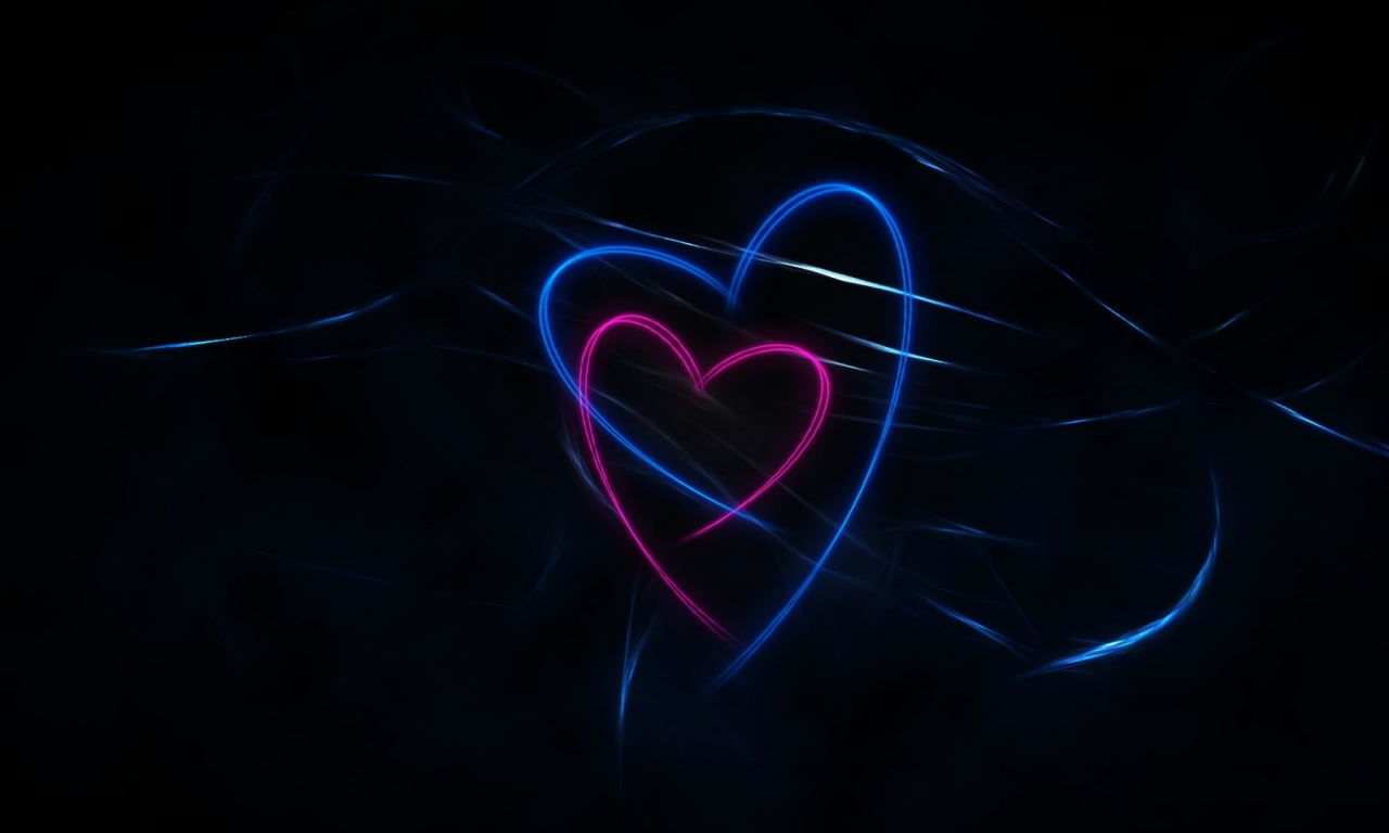 black, abstraction, pink, dark, hearts, blue, lines, background