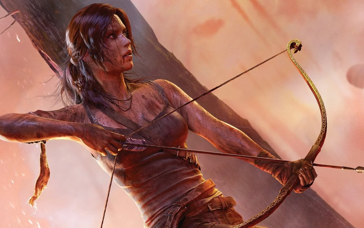 кровь, одежда, грязь, лук, tomb raider, оружие, Лара крофт