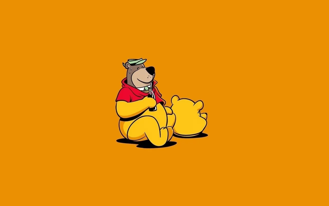 минимализм, Медведь, арт, винни пух, юмор