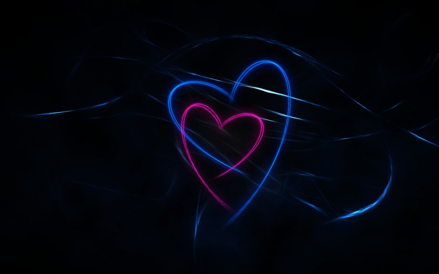 black, abstraction, pink, dark, hearts, blue, lines, background