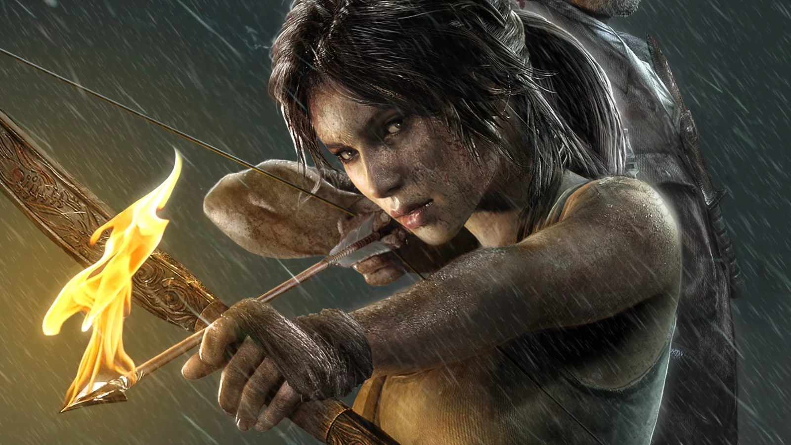 девушка, game, игра, огонь, лара крофт, girl, стрела, tomb raider