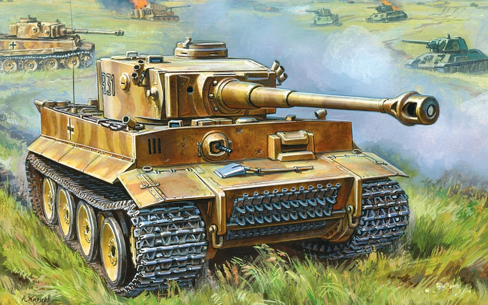 ausf e, тяжёлые, бой, поле, Арт, немецкие, panzerkampfwagen vi, tiger i
