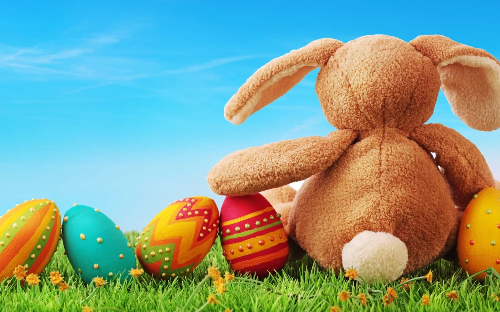 Праздник, игрушка, кролик, easter, плюшевый, яйца, пасха