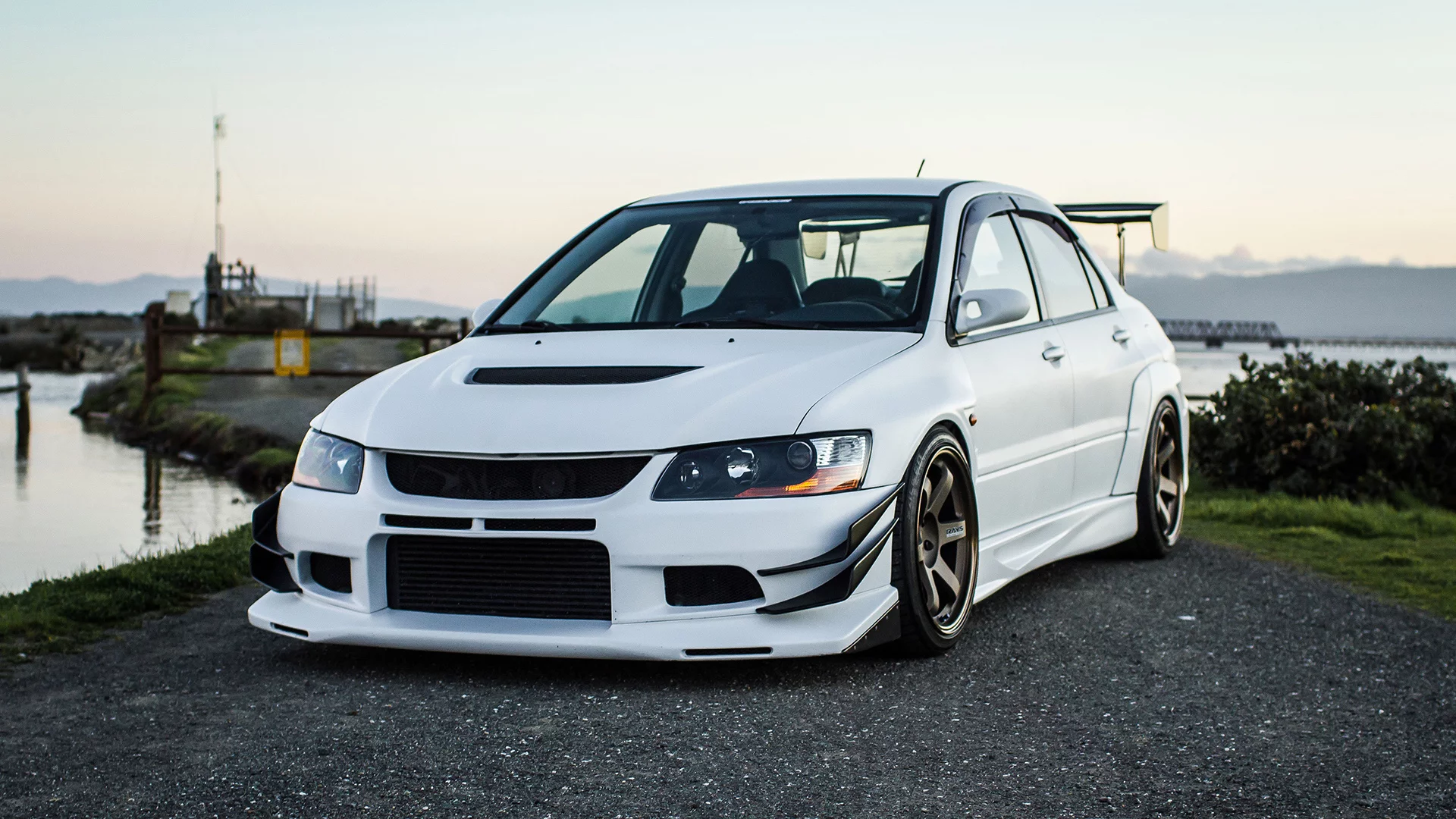 Mitsubishi lancer evo ix, белая, тюнинг, митсубиси лансер