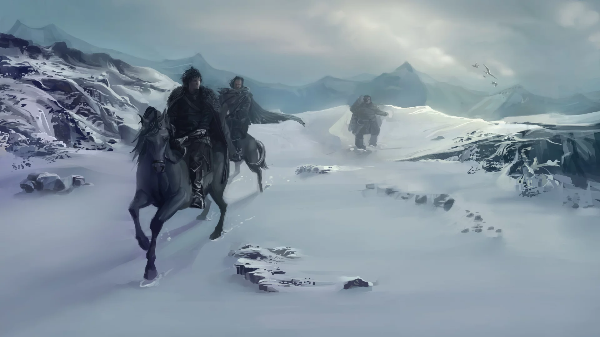 снег, зима, горы, песнь льда и огня, арт, a song of ice and fire