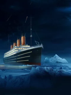 лайнер, вода, айсберг, конец, титаник, Titanic, ночь, судно