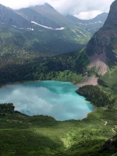 горы, лес, Озеро