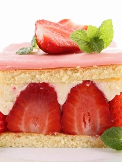 мята, десерт, сладкое, пирожное, клубника