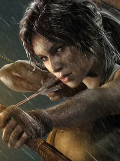 девушка, game, игра, огонь, лара крофт, girl, стрела, tomb raider