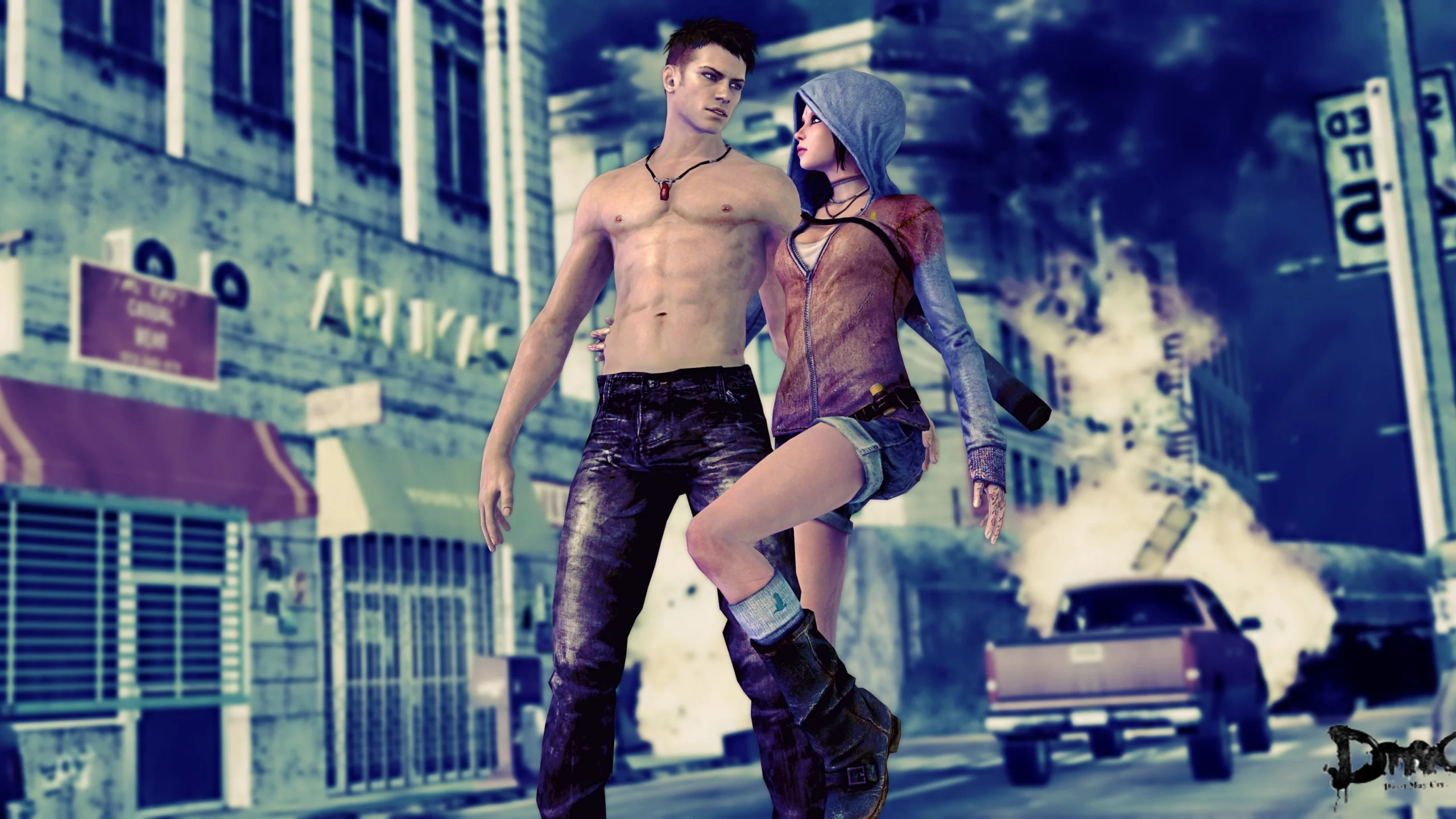 джинсы, капюшон, Dmc, шорты, devil may cry 5, kat, dante, взгляд