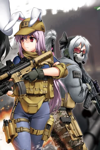 call of duty , byeontae jagga , reisen udongein inaba, Арт, touhou, inaba tewi , konpaku youmu