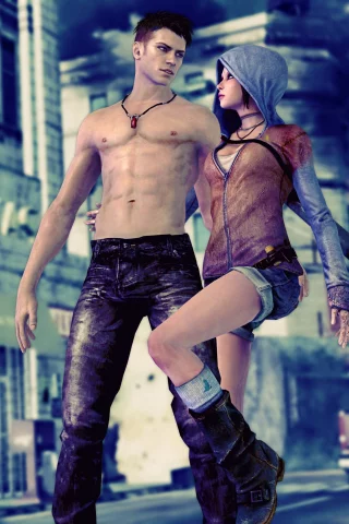 джинсы, капюшон, Dmc, шорты, devil may cry 5, kat, dante, взгляд