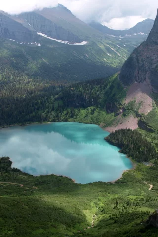 горы, лес, Озеро