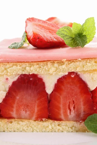 мята, десерт, сладкое, пирожное, клубника