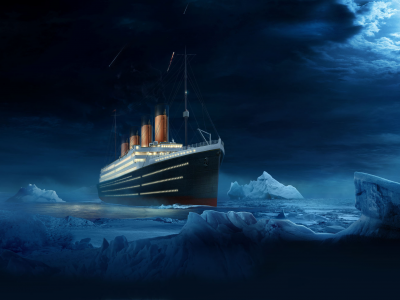 лайнер, вода, айсберг, конец, титаник, Titanic, ночь, судно