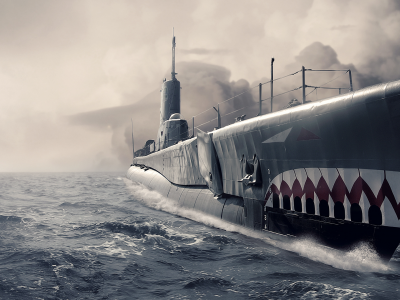 океан, нос, Submarine, арт, подводная лодка