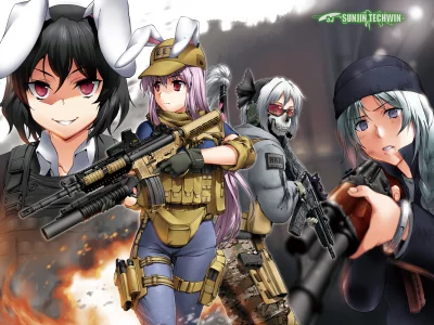 call of duty , byeontae jagga , reisen udongein inaba, Арт, touhou, inaba tewi , konpaku youmu