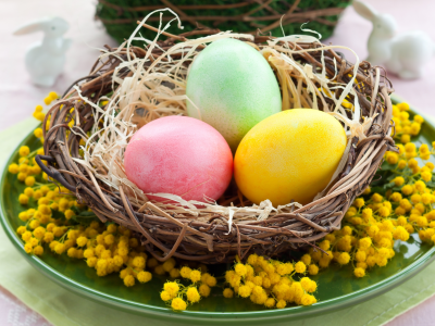 Easter, весна, праздник, яйца, пасха, гнездо, пасхальные